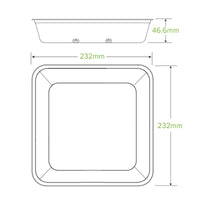 1,750ml Large Square Natural Plant Fibre Takeaway Base|1,750ml Large Square Natural Plant Fibre Takeaway Base Top View|1,750ml Large Square Natural Plant Fibre Takeaway Base Line Drawing