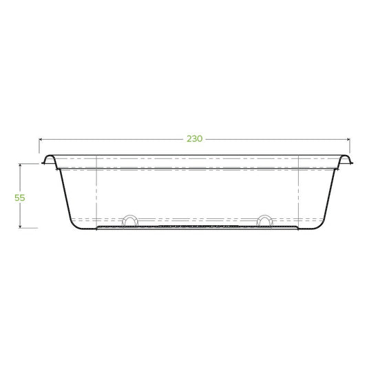 1,000ml Natural BioCane Takeaway Base|1,000ml Natural BioCane Sugarcane Takeaway Base Line Drawing