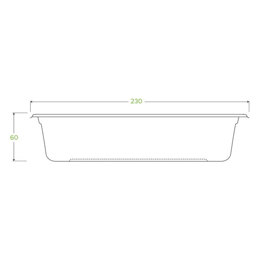 1,000ml BioCane Tray|1,000ml BioCane Sugarcane Tray Line Drawing