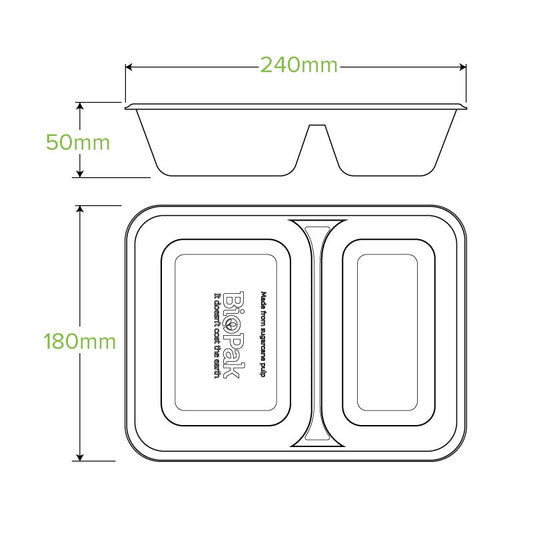 2 Compartment Natural BioCane Takeaway Base|2 Compartment Natural BioCane Sugarcane Takeaway Base Line Drawing