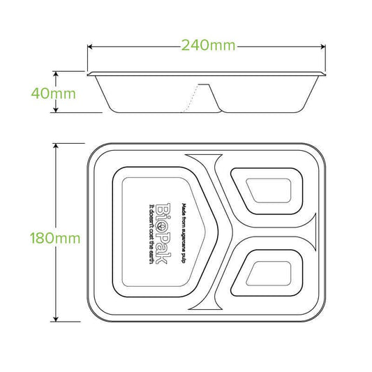 3-Compartment Natural Plant Fibre Takeaway Base|3-Compartment Natural Plant Fibre Takeaway Base