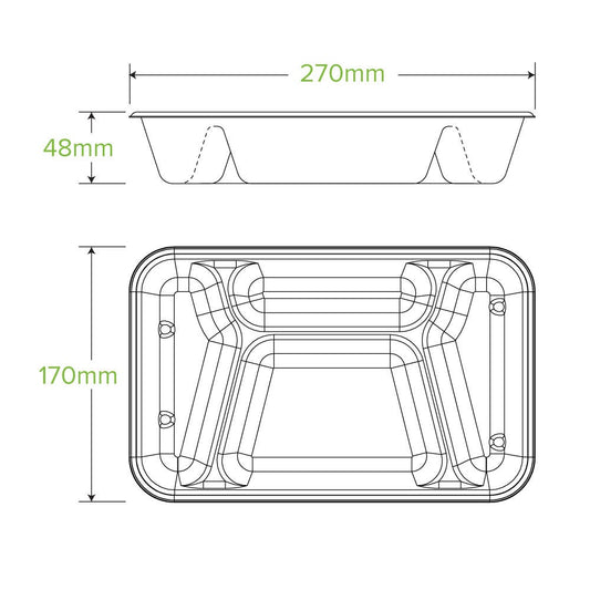 4-Compartment Natural Plant Fibre Takeaway Base