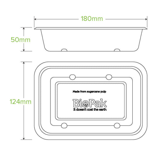600ml Natural Plant Fibre Takeaway Base No PFAS Added|600ml Natural Plant Fibre Takeaway Base Line Drawing