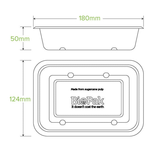 600ml White BioCane Takeaway Base|600ml White BioCane Sugarcane Takeaway Base Line Drawing