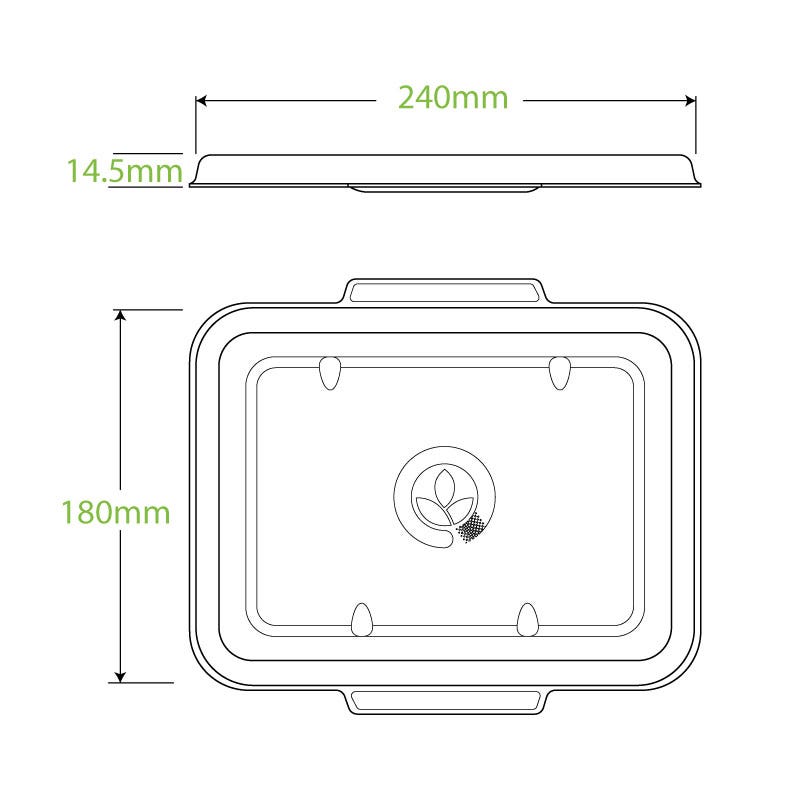 2 & 3-Compartment Natural Plant Fibre BioCane Takeaway Lid|2 & 3-Compartment Natural Plant Fibre BioCane Takeaway Lid Line Drawing