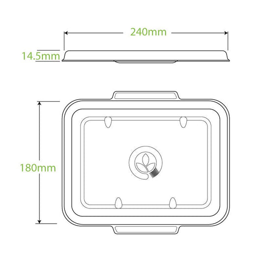 2 & 3-Compartment Natural Plant Fibre BioCane Takeaway Lid|2 & 3-Compartment Natural Plant Fibre BioCane Takeaway Lid Line Drawing