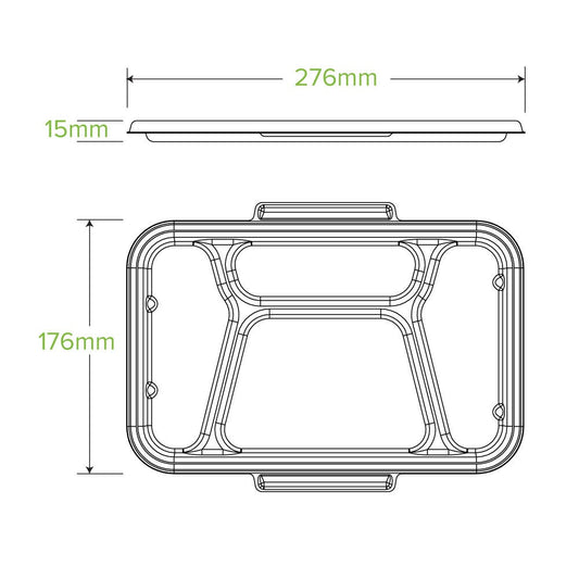 4-Compartment Natural Plant Fibre Takeaway Lid