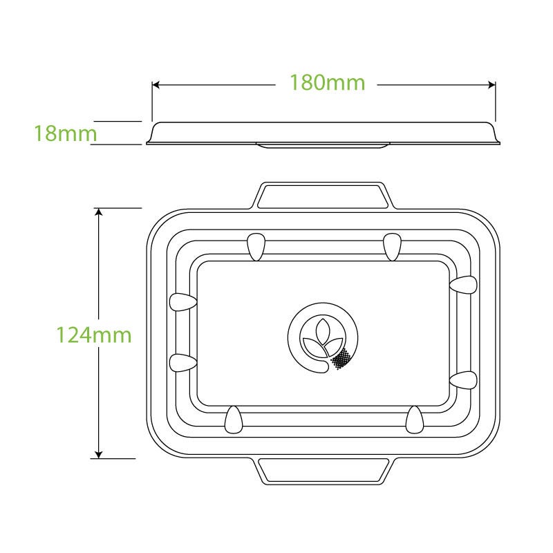500ml & 600ml Natural Plant Fibre Takeaway Lid|500ml & 600ml Natural Plant Fibre Takeaway Lid Line Drawing