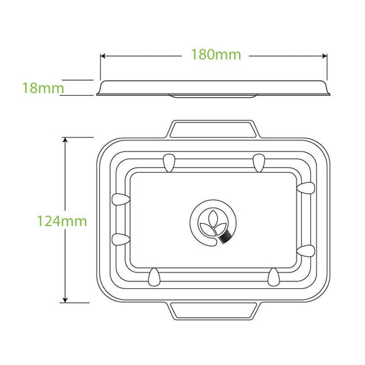 500ml & 600ml Natural Plant Fibre Takeaway Lid|500ml & 600ml Natural Plant Fibre Takeaway Lid Line Drawing