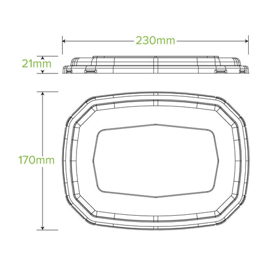 600 & 950ml Clear RPET Octa Takeaway Lid