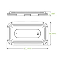 750 & 1,000ml Clear RPET Takeaway Lid|750 & 1,000ml Clear RPET Takeaway Lid Top View|750 & 1,000ml Clear RPET Takeaway Lid Line Drawing