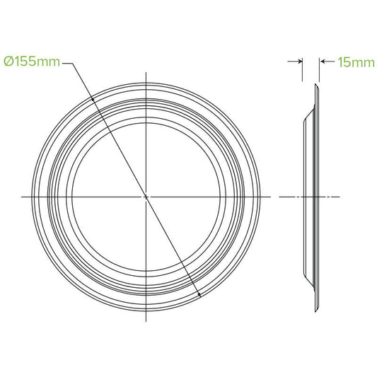 15cm / 6" Round Plant Fibre Plate|15cm / 6" Round Plant Fibre Plate Line Drawing