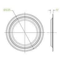 23cm / 9” Round Plant Fibre Plate|23cm / 9” Round Plant Fibre Plate Side View|23cm / 9” Round Plant Fibre Plate Line Drawing|23cm / 9” Round Plant Fibre Plate With Food