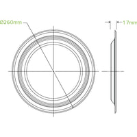 25cm / 10" Round Plant Fibre Plate with No PFAS Added Logo|25cm / 10" Round Plant Fibre Plate Line Drawing
