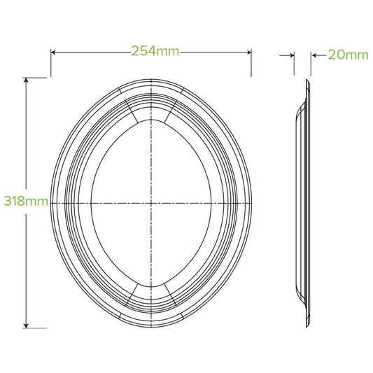 |32x25cm / 12.5x10" Oval Plant Fibre Plate Line Drawing