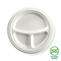 23cm / 9" 3-Compartment Round Plant Fibre Plate|23cm / 9" 3-Compartment Round Plant Fibre Plate Line Drawing