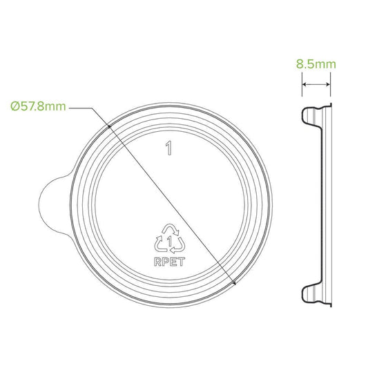 30ml RPET Sauce BioCup Lid Clear|30ml RPET Sauce BioCup Lid Clear|30ml RPET Sauce BioCup Lid Line Drawing