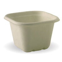 630ml Natural BioCane Takeaway Base|Disposable sugarcane square container filled with tofu and fresh greens|630ml Natural BioCane Sugarcane Takeaway Base Line Drawing