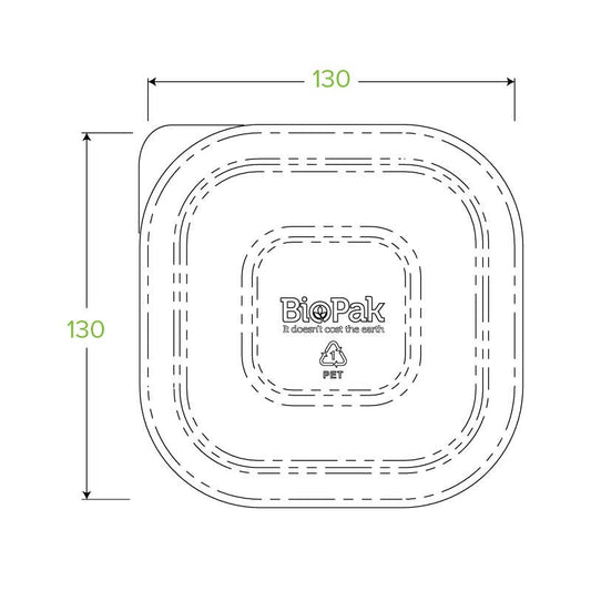 280-630ml Clear rPET Takeaway Base Lid|280, 480 & 630ml PET Takeaway Lid Line Drawing