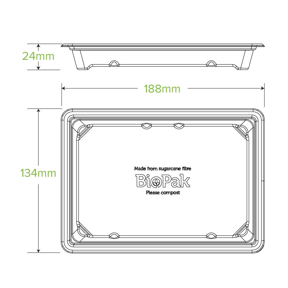 Medium Plant Fibre Sushi Tray|Medium Plant Fibre Sushi Tray Line Drawing