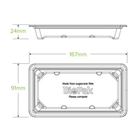 Small Plant Fibre Sushi Tray with no PFAs logo|Small Plant Fibre Sushi Tray Line Drawing