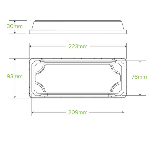 Long Bioplastic Sushi Tray Lid|Long Bioplastic Sushi Tray Line Drawing Lid Line Drawing