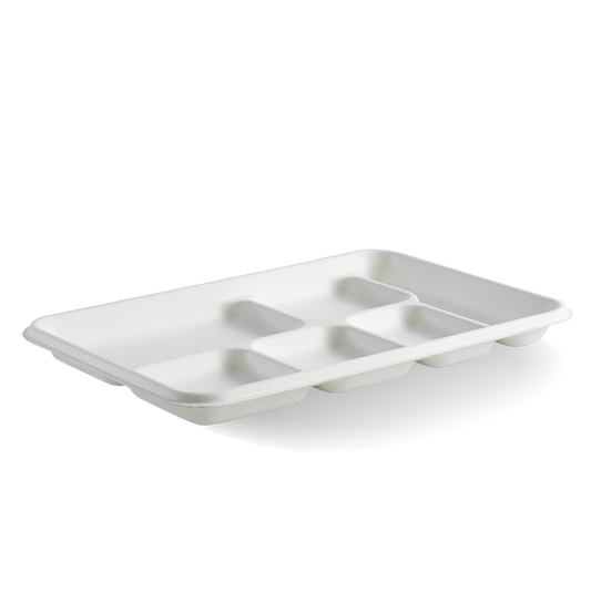 6-Compartment BioCane Sugarcane Tray|6-Compartment BioCane Sugarcane Tray Line Drawing