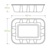 500g BioCane Produce Tray|hand holding sugarcane produce tray with cucumbers|500g BioCane Sugarcane Produce Tray Line Drawing
