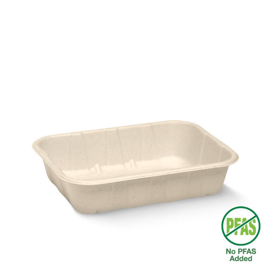 500g BioCane Produce Tray|hand holding sugarcane produce tray with cucumbers|500g BioCane Sugarcane Produce Tray Line Drawing