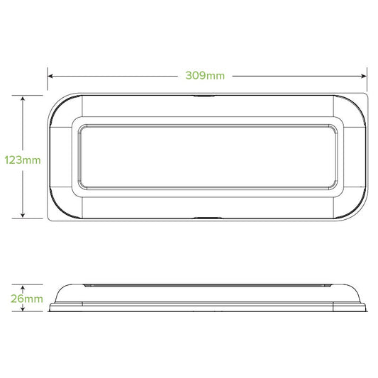Oyster Tray Lid|Oyster Tray Lid Line Drawing|hand opening a sugarcane oyster tray with clear lid