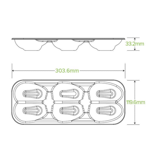 Plant Fibre Oyster Tray Base No PFAs Added|Plant Fibre Oyster Tray Base Line Drawing