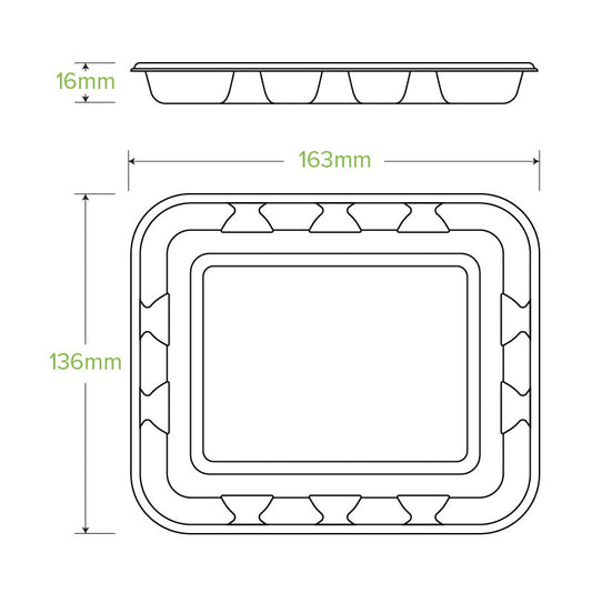 16x14x2cm / 6x5" Plant Fibre Produce Tray|16x14x2cm / 6x5" Plant Fibre Produce Tray Line Drawing