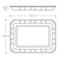 19x14x2cm / 7x5" Plant Fibre Produce Tray|19x14x2cm / 7x5" Plant Fibre Produce Tray Line Drawing