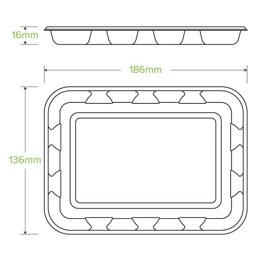19x14x2cm / 7x5" Plant Fibre Produce Tray|19x14x2cm / 7x5" Plant Fibre Produce Tray Line Drawing