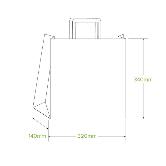 Eco-friendly takeaway paper bag with flat handle medium size|Eco-friendly takeaway paper bag with flat handle medium size line drawing