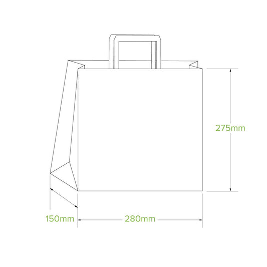 Eco-friendly takeaway paper bag with flat handle small size|Eco-friendly takeaway paper bag with flat handle small size line drawing