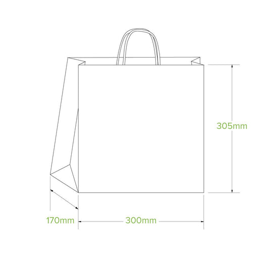 Eco-friendly takeaway paper bag with twist handle large size|Eco-friendly takeaway paper bag with twist handle line drawing