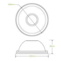 240ml / 8oz Plant Fibre Dome Ice Cream BioCup Lid|240ml / 8oz Plant Fibre Dome Ice Cream BioCup Lid Line Drawing