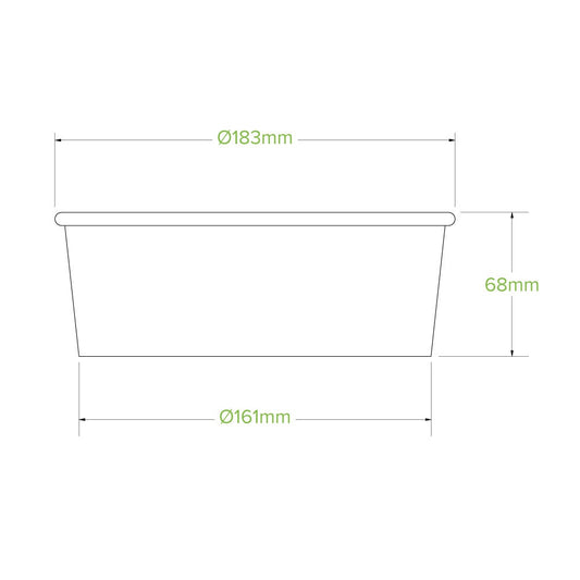 1,300ml Extra Large White BioBowls|1,300ml Extra Large White BioBowls Line Drawing