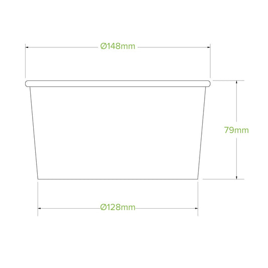 1,000ml Large White BioBowls|1,000ml Large White BioBowls Line Drawing