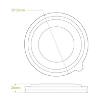 500-1,000ml PLA Kraft BioBowl lid|500-1,000ml PLA Kraft BioBowl lid line drawing|kraft bowl with clear lid from a kraft bowl packed with vibrant fresh greens and succulent slices of meat