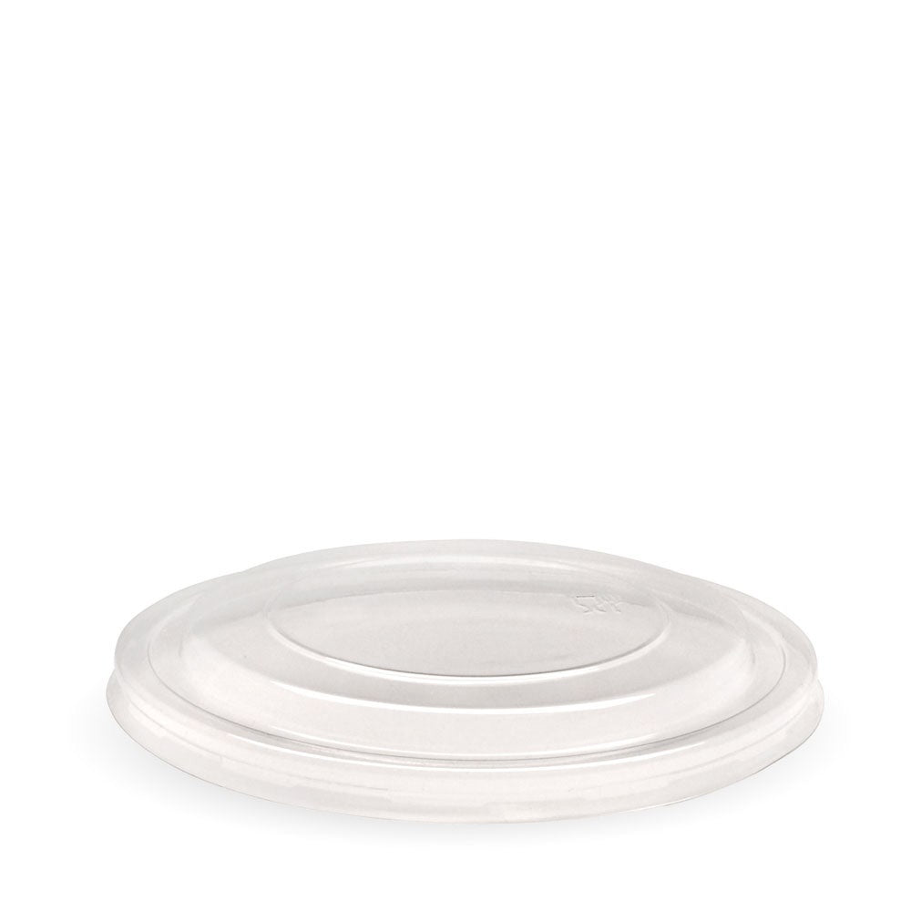 500-1,000ml PLA Kraft BioBowl lid|500-1,000ml PLA Kraft BioBowl lid line drawing|kraft bowl with clear lid from a kraft bowl packed with vibrant fresh greens and succulent slices of meat