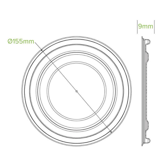 500-1,000ml White Plant Fibre Paper Bowl Lid|500-1,000ml Paper Bowl Lid Line Drawing