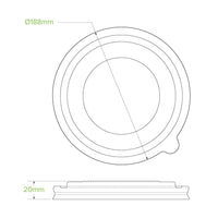 1,300ml RPET Kraft BioBowl Lid|1,300ml RPET Kraft BioBowl Lid Line Drawing|Kraft paper bowl with RPET clear lid|Kraft paper bowl with RPET clear lid filled with an array of crisp salad greens
