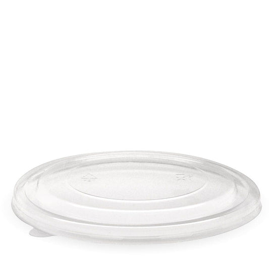 1,300ml RPET Kraft BioBowl Lid|1,300ml RPET Kraft BioBowl Lid Line Drawing|Kraft paper bowl with RPET clear lid|Kraft paper bowl with RPET clear lid filled with an array of crisp salad greens