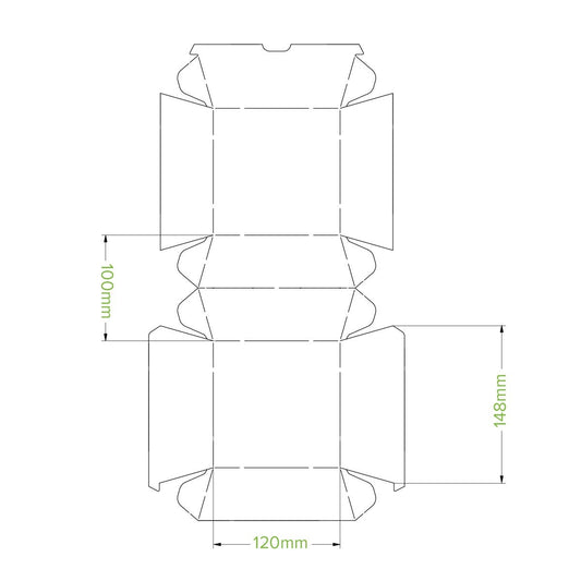Large Burger BioBoard White Clamshell Box|Large Burger BioBoard White Clamshell Box|Large Burger BioBoard White Clamshell Box Line Drawing