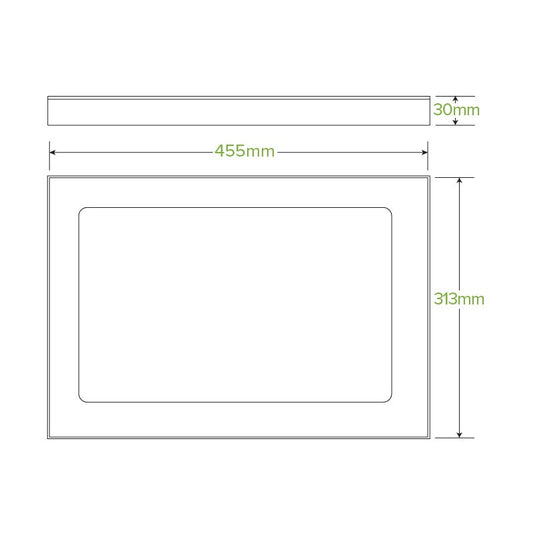 Extra Large BioBoard Catering Tray PLA Window Lid|Extra Large BioBoard Catering Tray PLA Window Lid Line Drawing