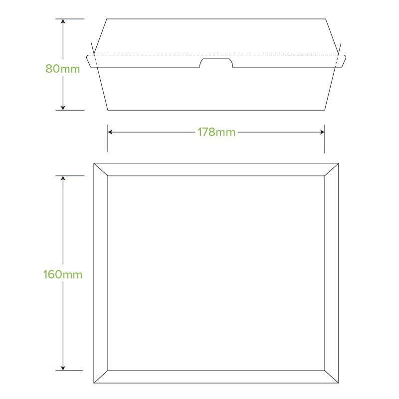 Dinner BioBoard Box|Compostable Dinner BioBoard Box Line Drawing