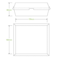 Dinner BioBoard Box|Compostable Dinner BioBoard Box Line Drawing