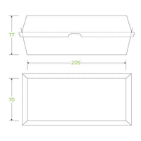 Hot Dog BioBoard Box|Compostable Hot Dog BioBoard Box Line Drawing